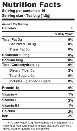 moringa_vailla_tea-nutrition facts